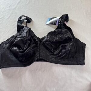 Bali Classic Support Minimizer Bra Womens 42D Black Floral Wireless Cool Comfort